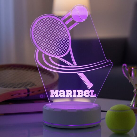 Personalized Tennis LED Night Light – Sports Room Decor - Picture 8 of 8